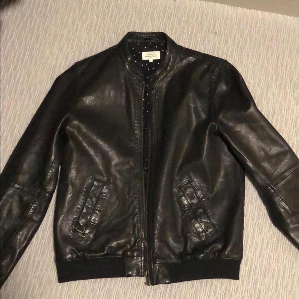 Hartford black bomber leather jacket - size 2